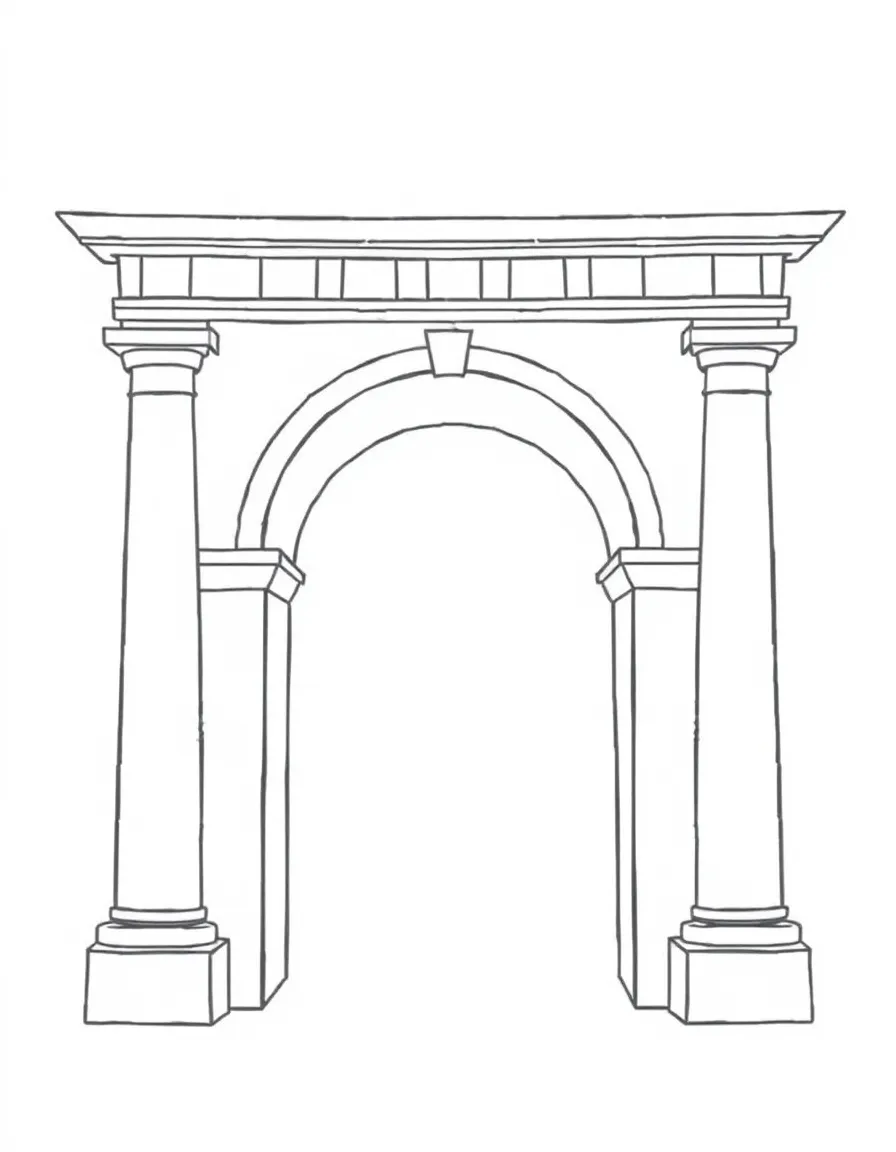 A simple outline of a Roman arch.
