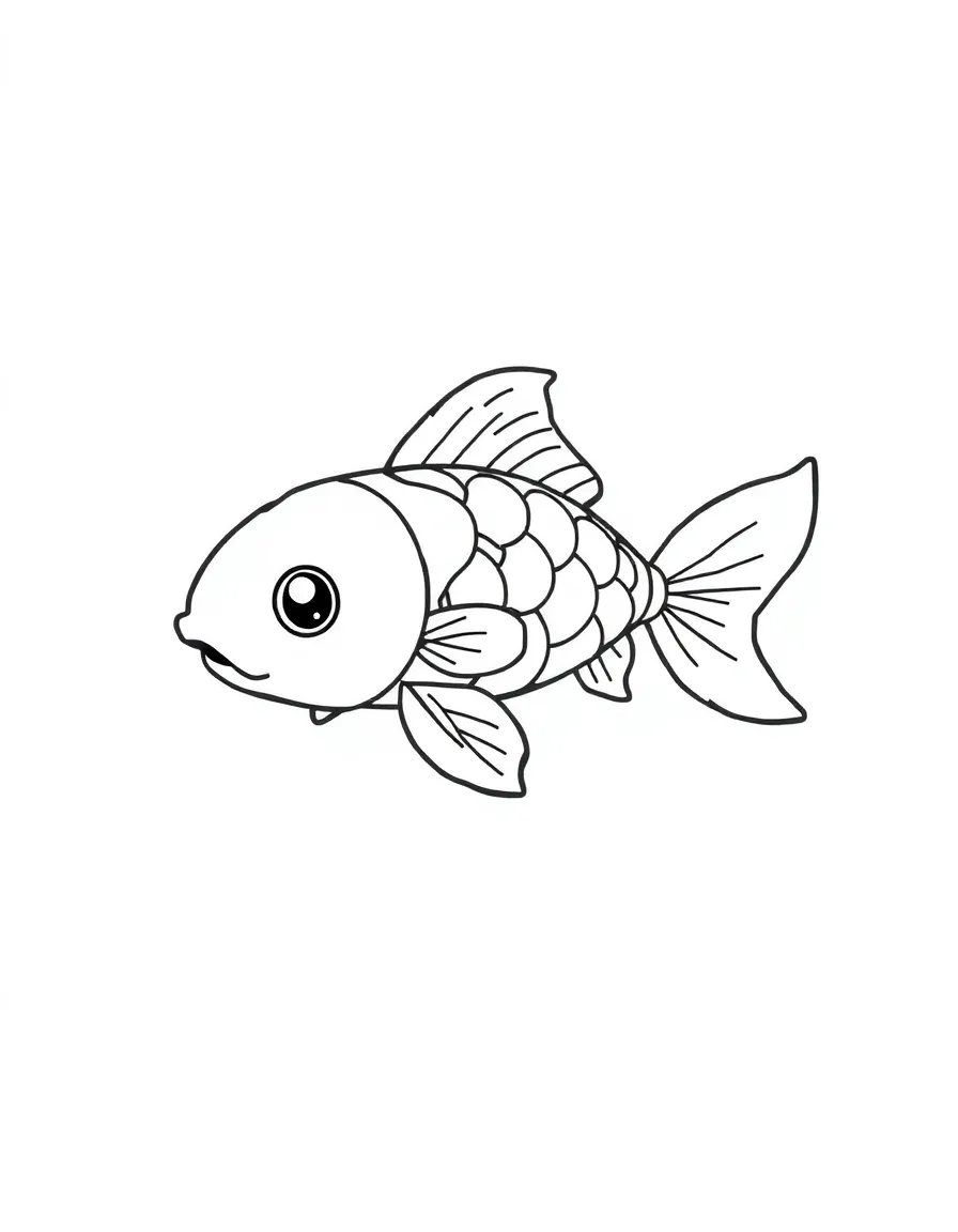 A cute drawing of a small koi fish.