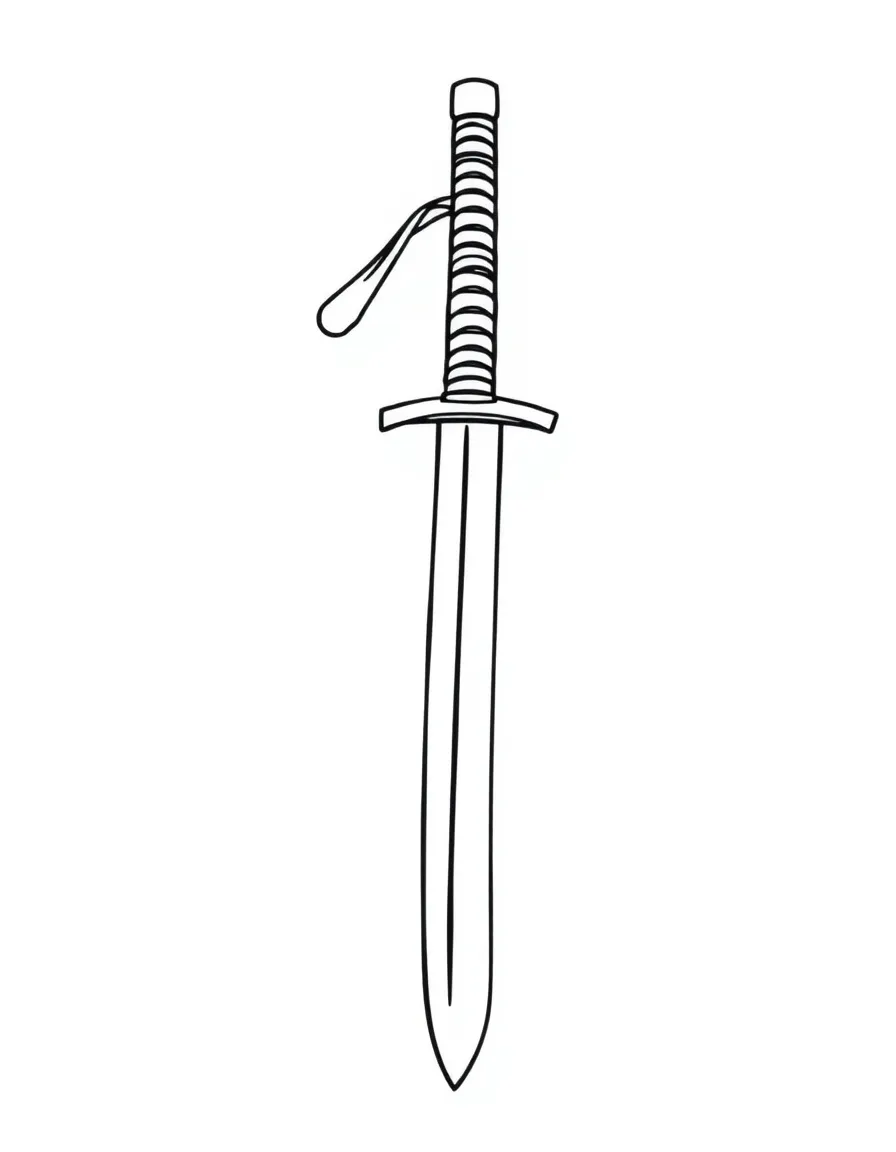 A simple outline of a katana sword.