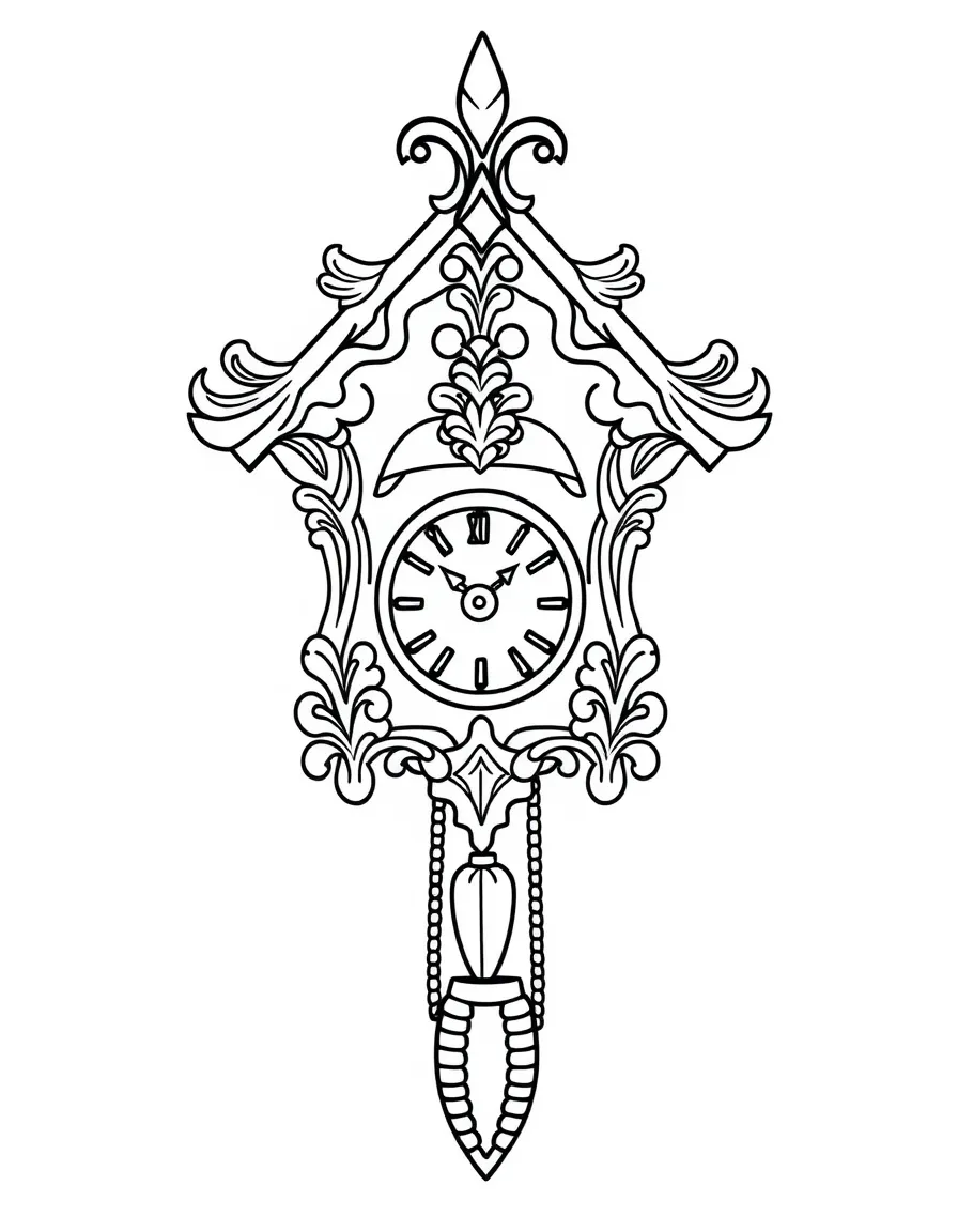 A cute drawing of a cuckoo clock.