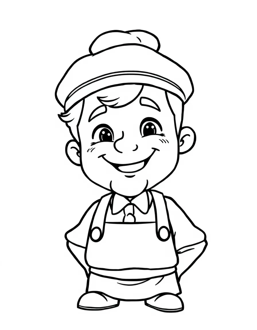 A cartoon-style drawing of a cheerful German baker.