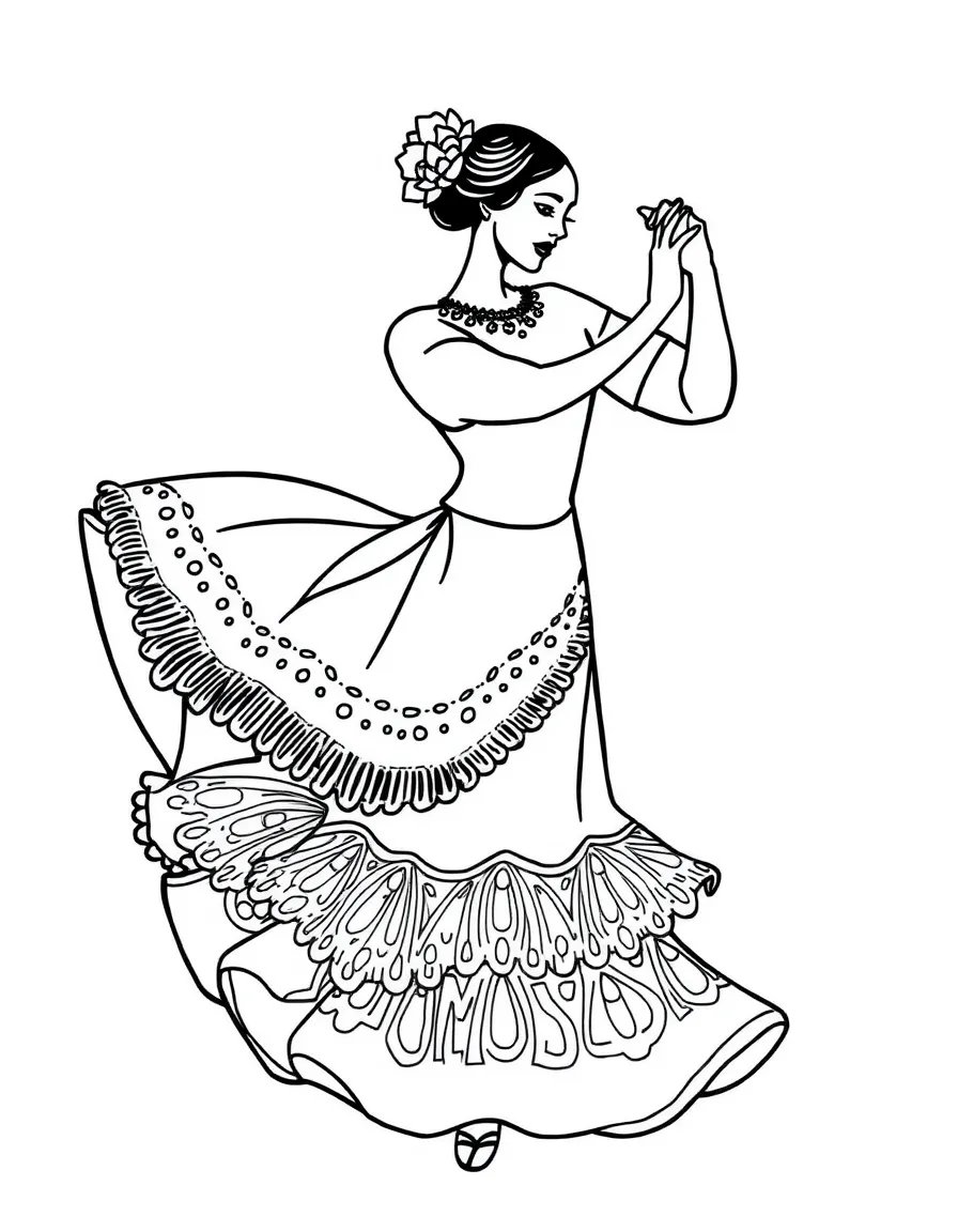 A simplified drawing of a flamenco dancer.