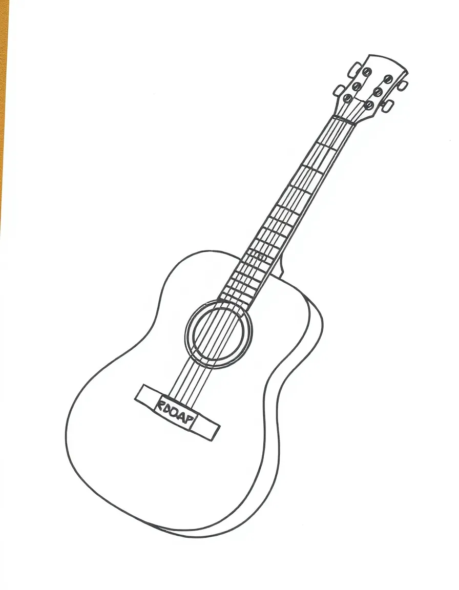 A simple outline of a guitar.