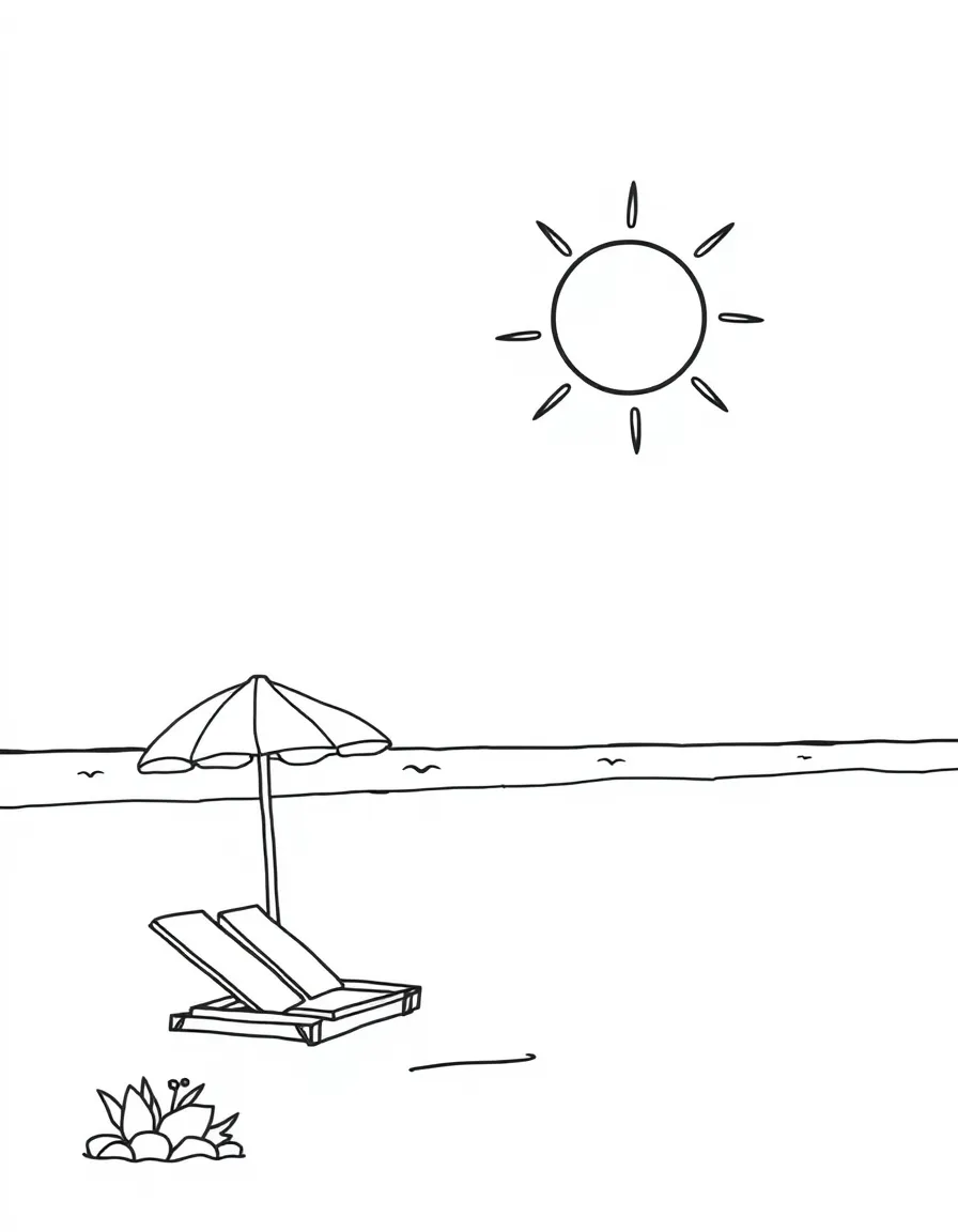 A simple outline of a sunny beach.