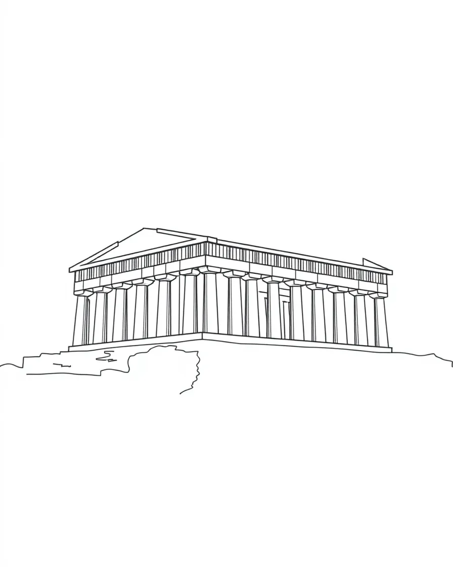 A simple outline of the Acropolis, Athens, Greece.