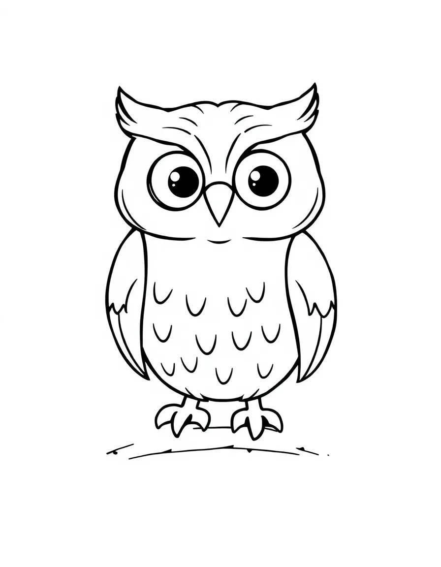A cartoon-style drawing of a friendly owl.