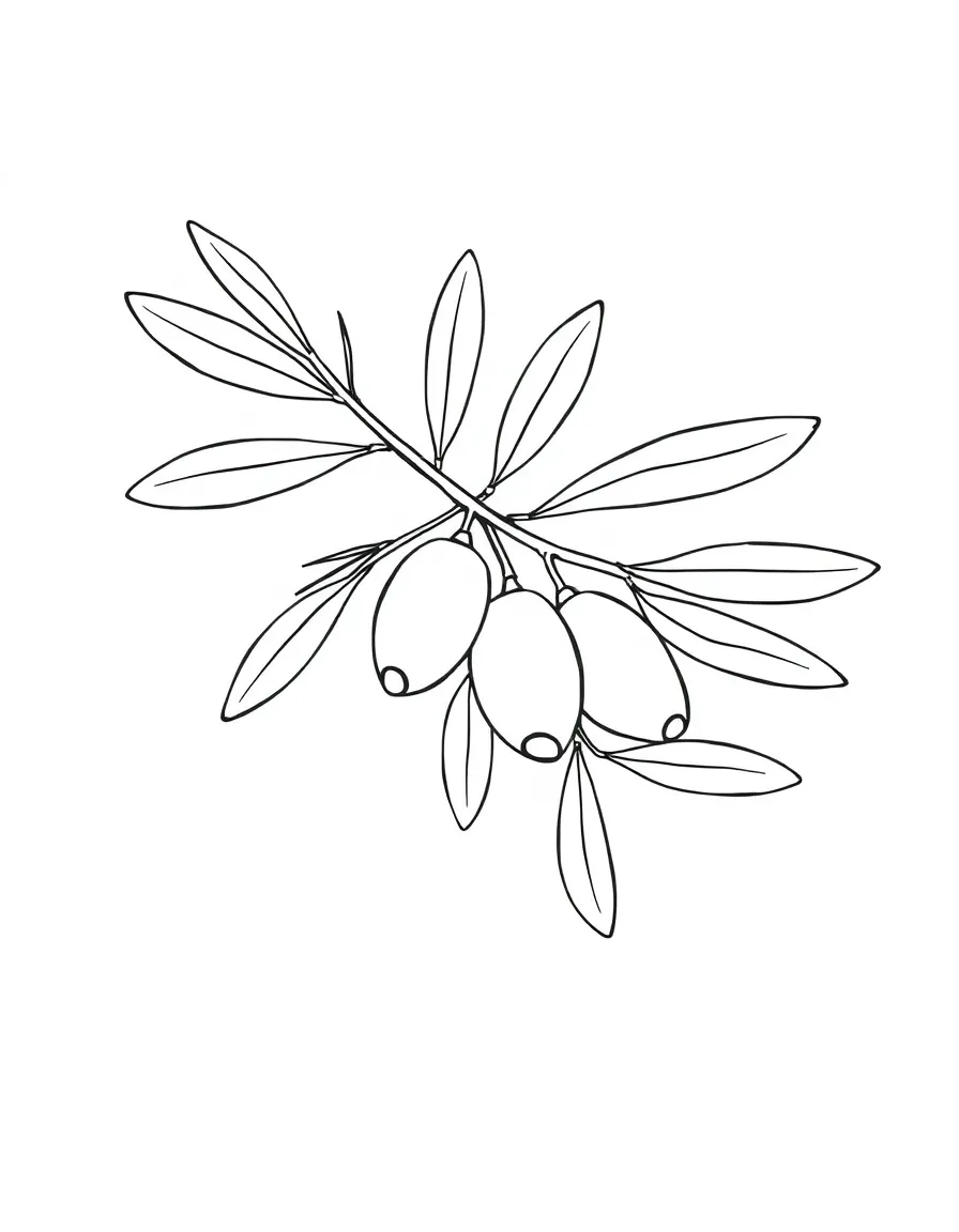 A cute drawing of an olive branch.