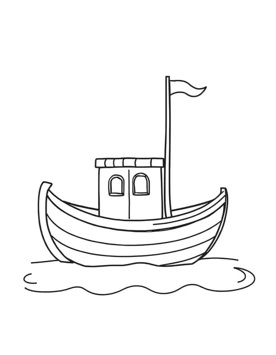 A cute drawing of a small Greek boat.