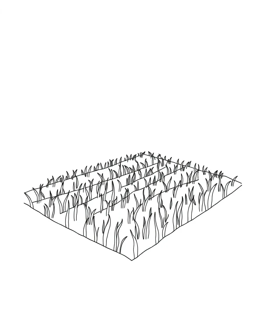 A drawing of a simplified rice paddy.