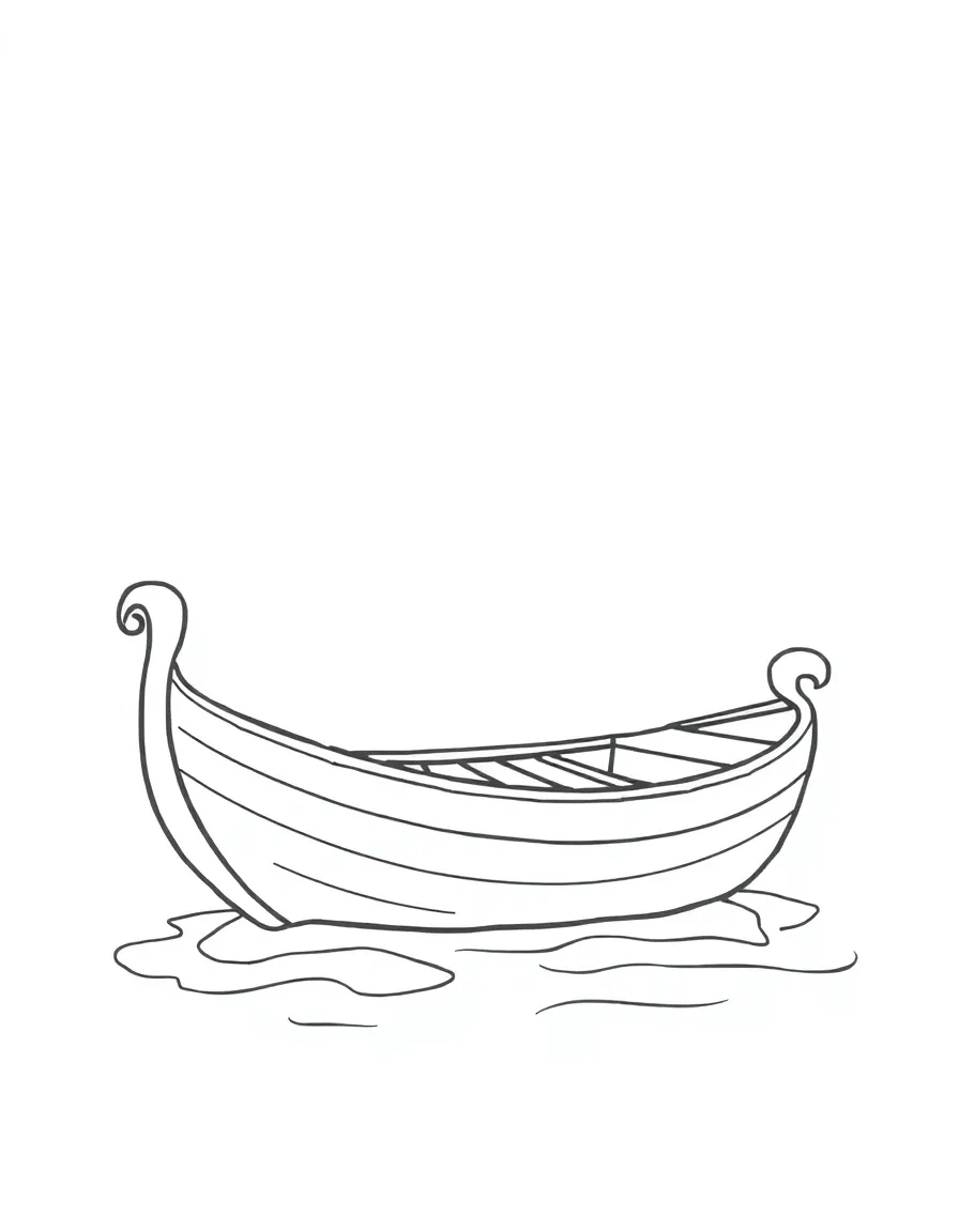 A simplified drawing of a traditional boat.
