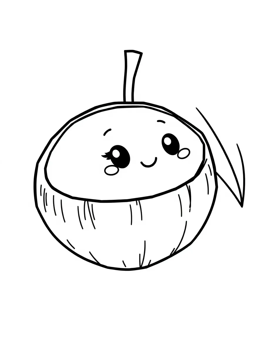 A cute drawing of a small coconut.