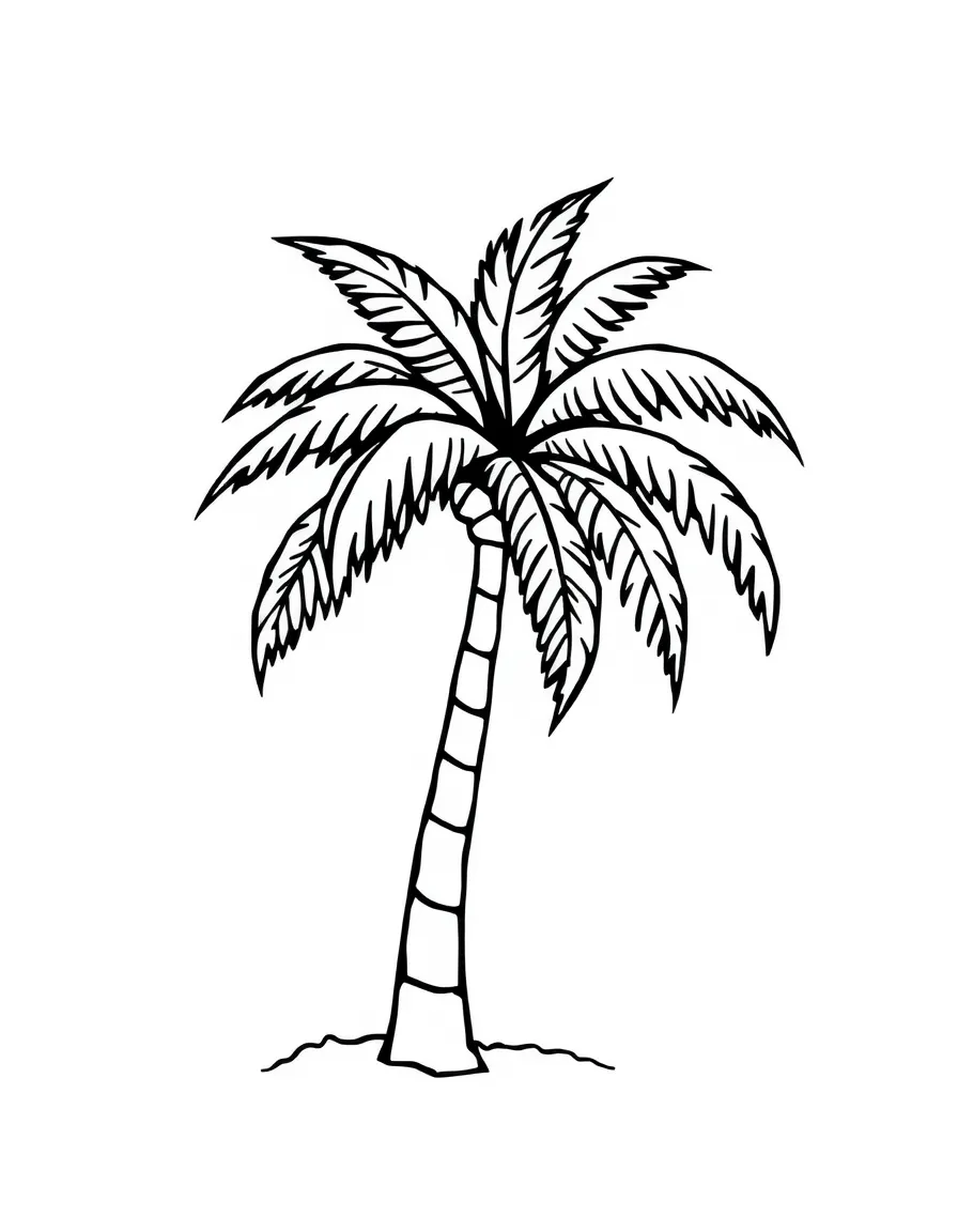 A simple outline of a palm tree.