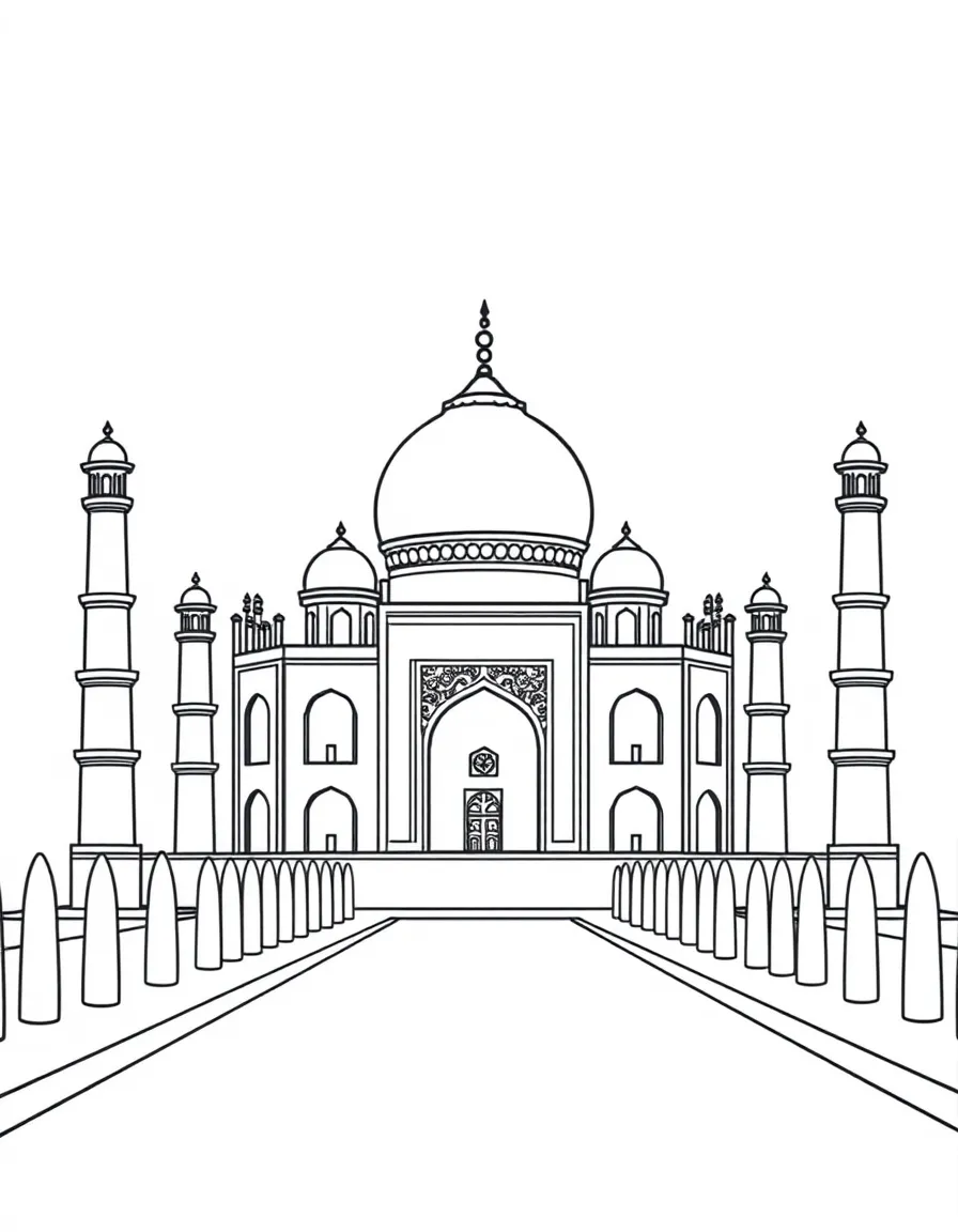 A simple outline of the Taj Mahal, Agra, India.