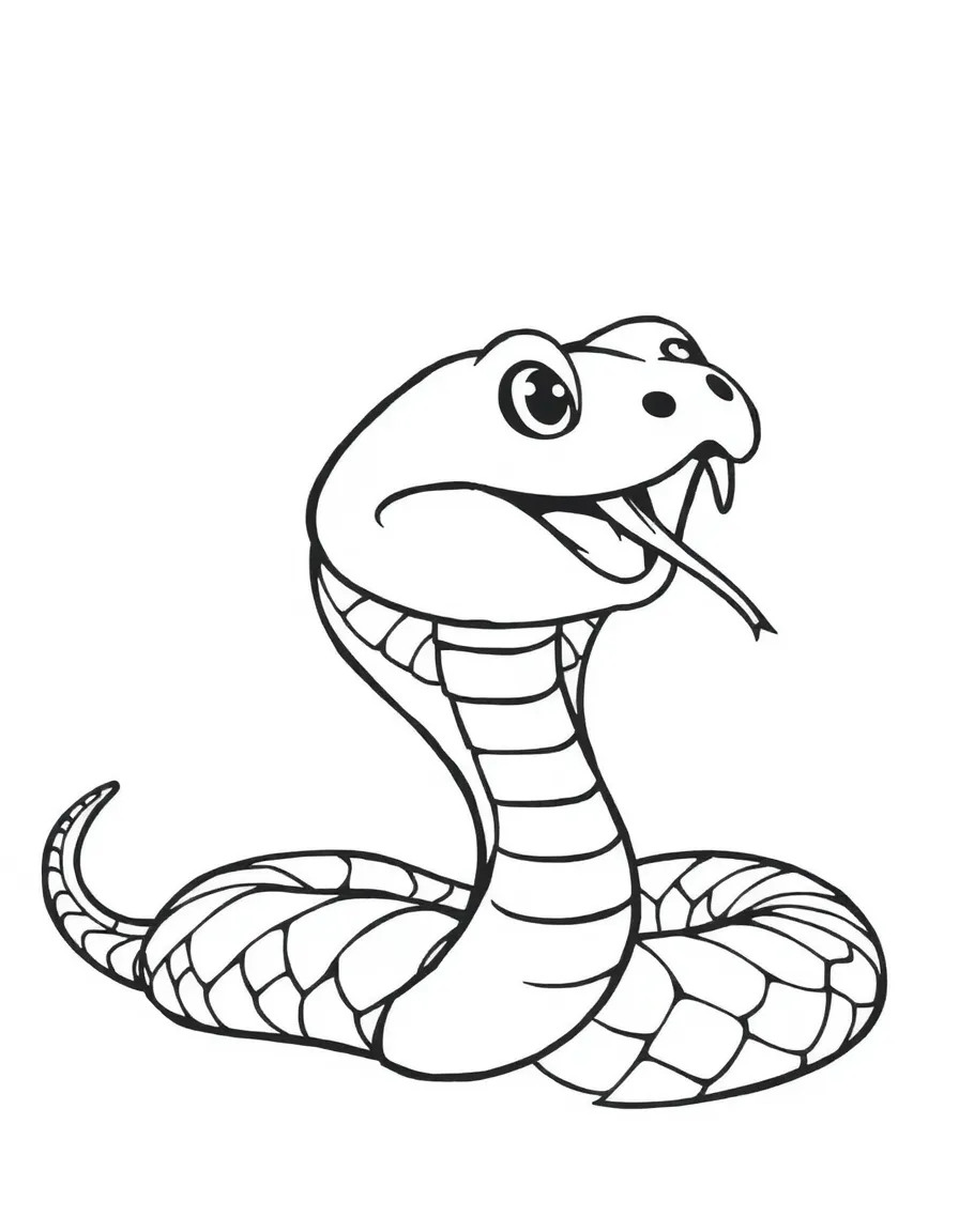 A cute drawing of a cobra.