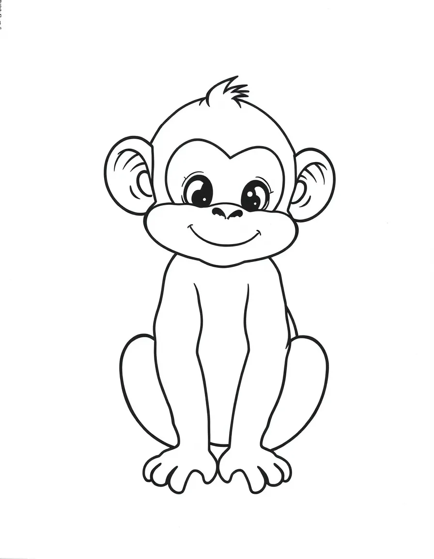 A cute drawing of a small monkey.