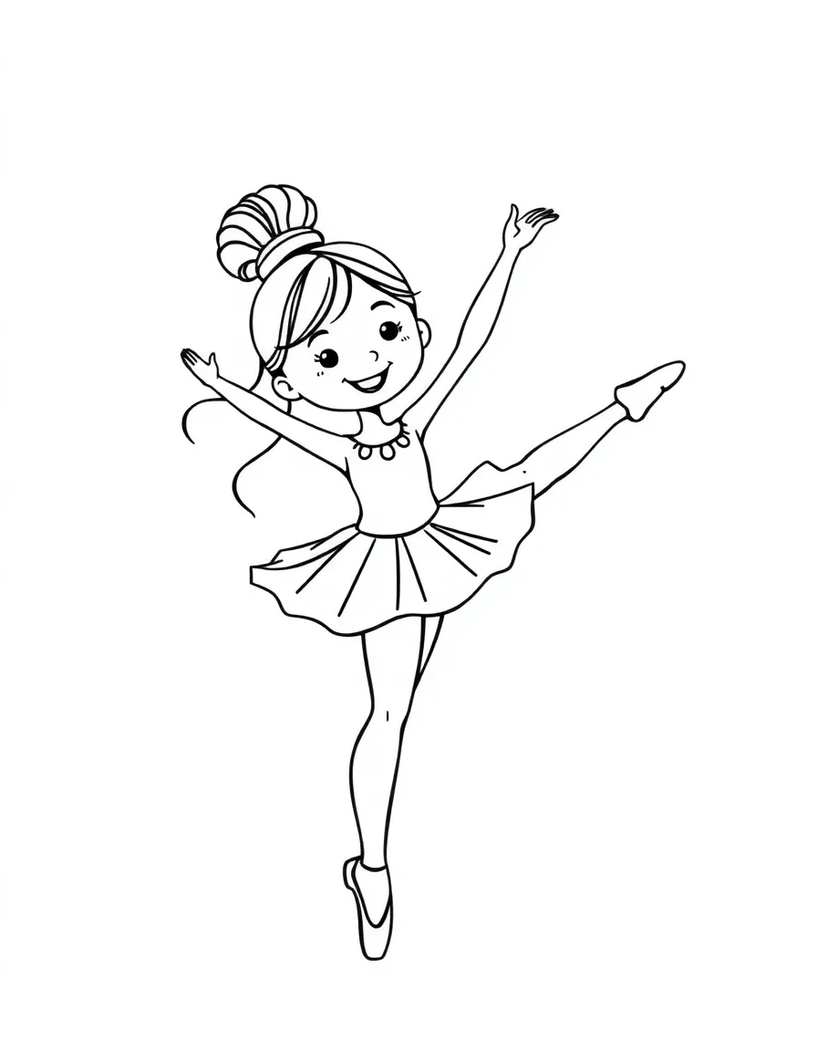 A cartoon-style drawing of a cheerful ballet dancer.