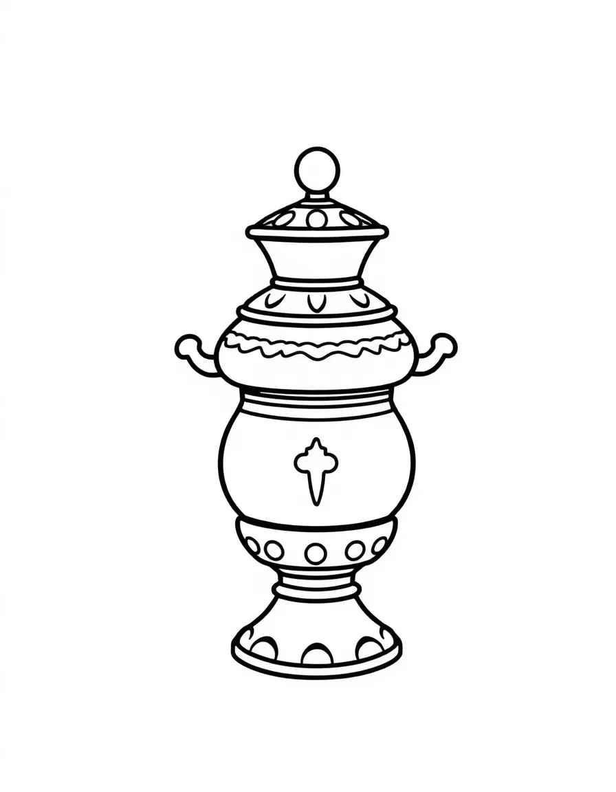 A cute drawing of a small samovar.