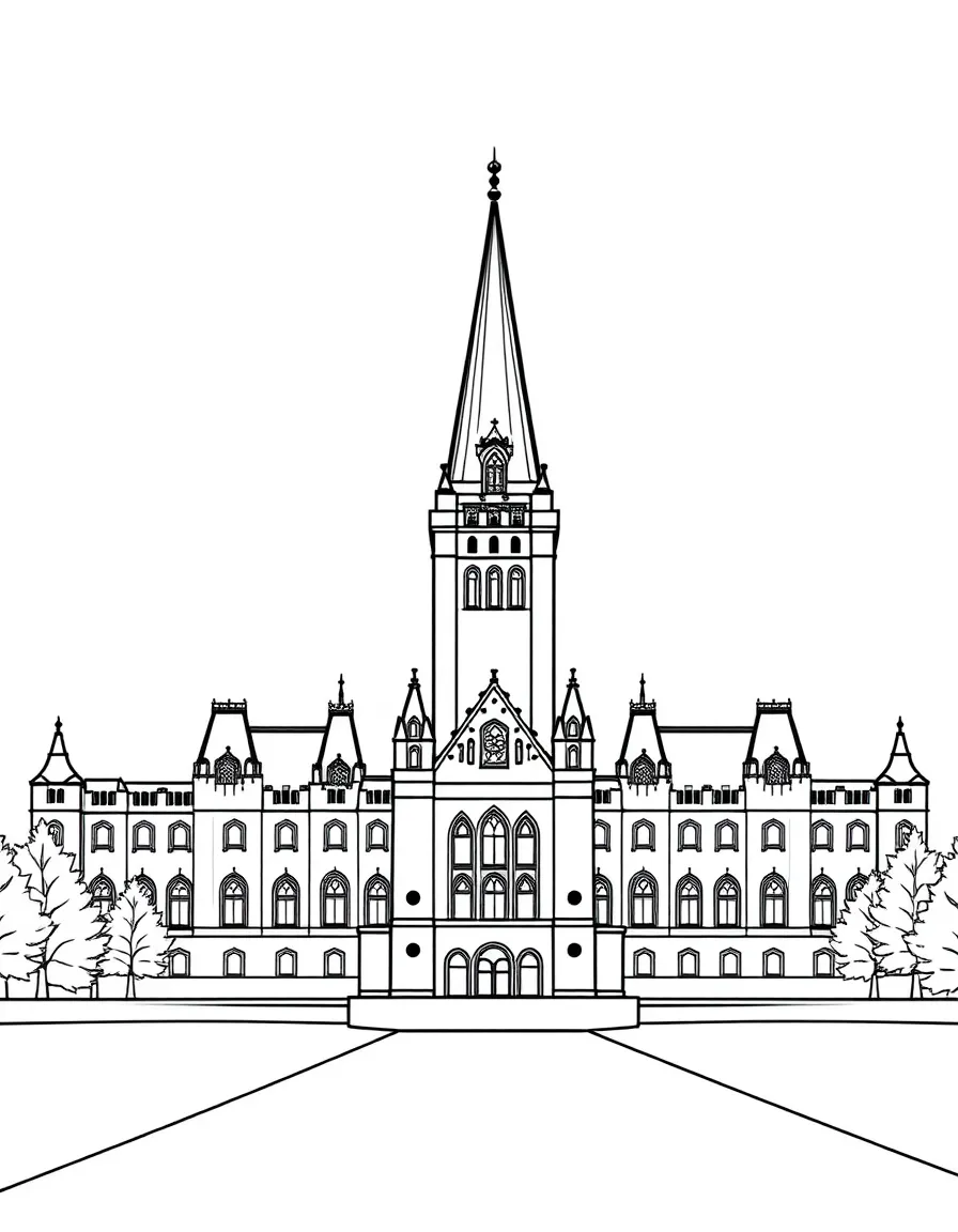 A simple outline of the Parliament Building, Ottawa, Canada.