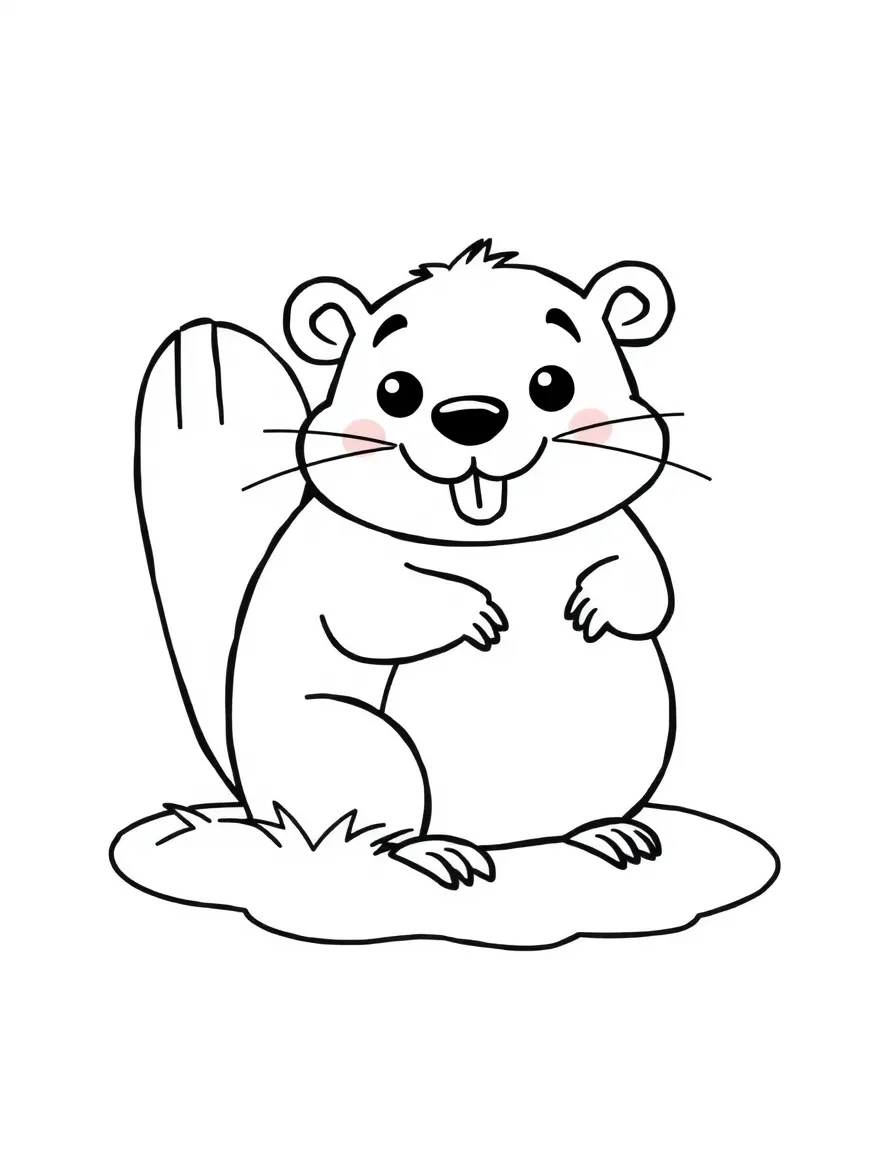 A cartoon-style drawing of a friendly beaver.