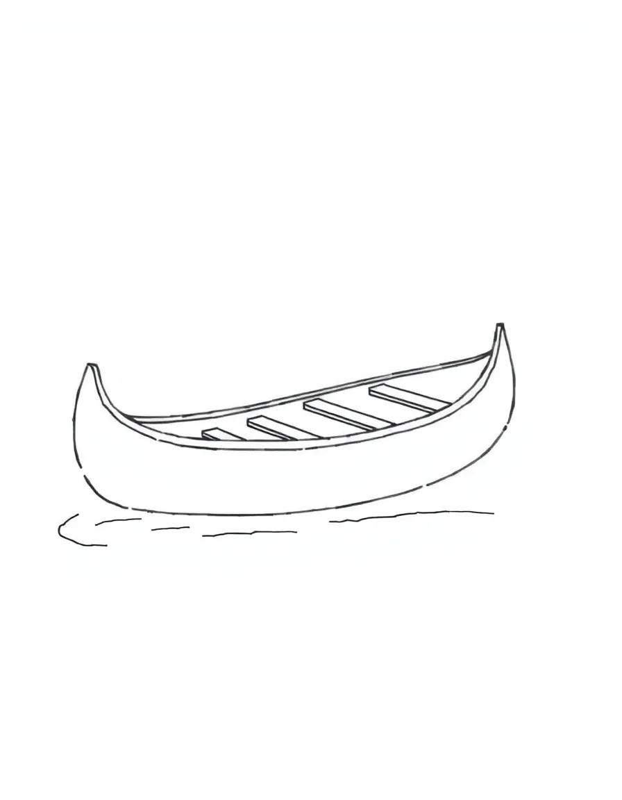 A simplified drawing of a canoe.