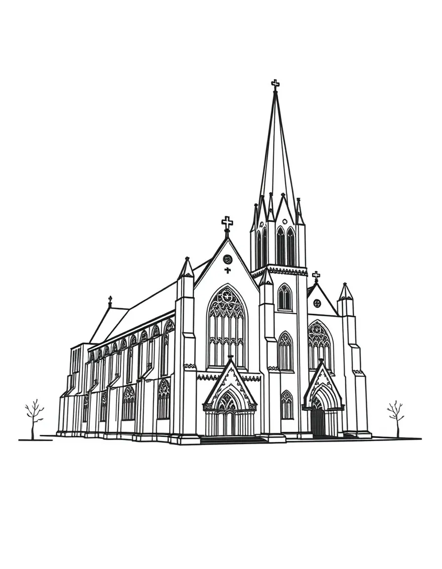 A simple outline of the Christ Church Cathedral, Dublin, Ireland.