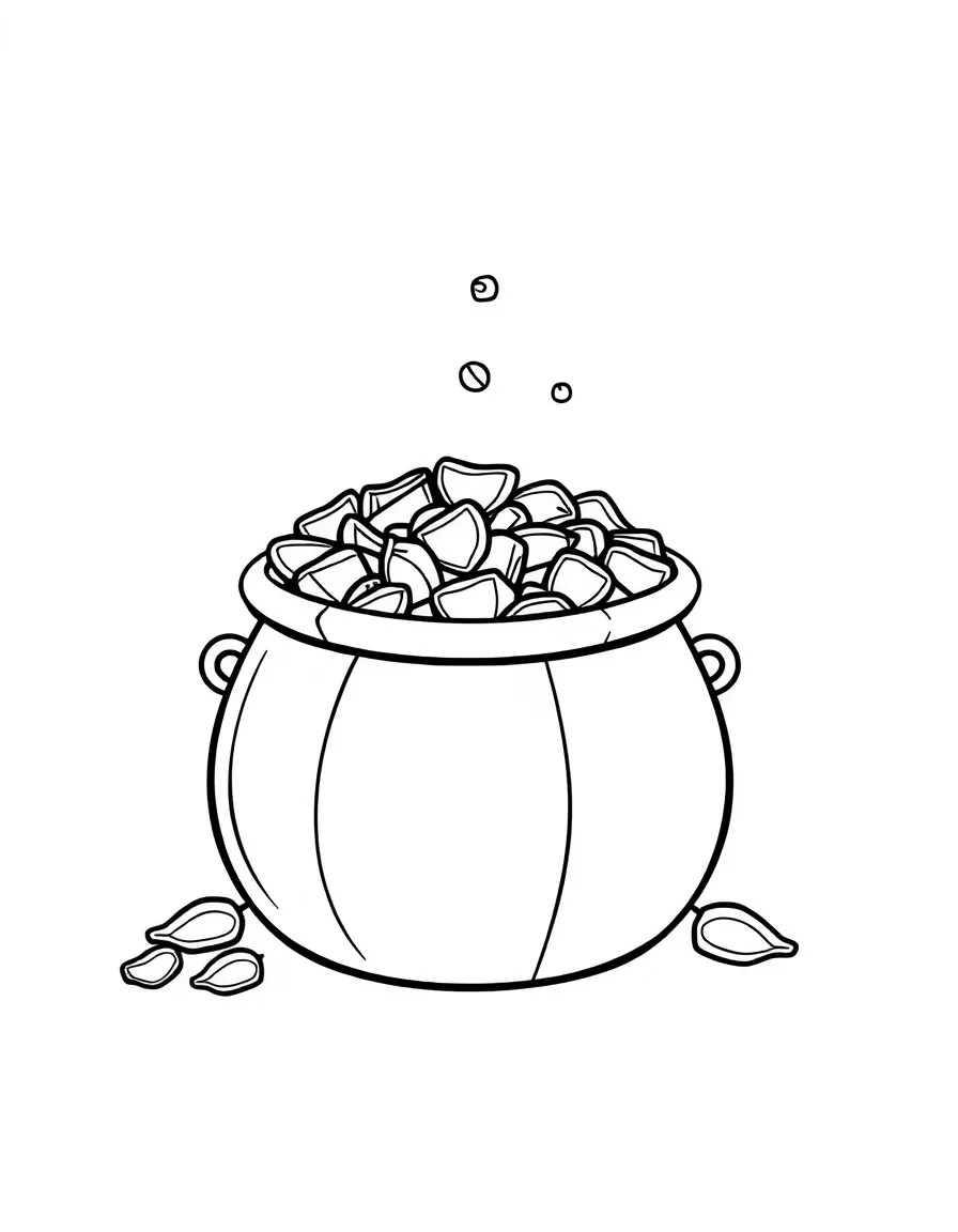 A cute drawing of a pot of gold.