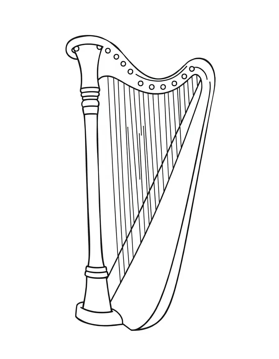 A simple outline of a harp.