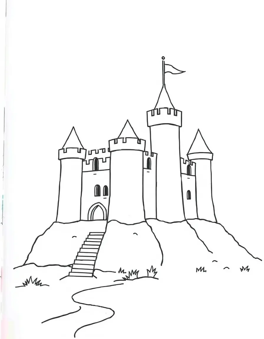 A drawing of a simplified Irish castle.