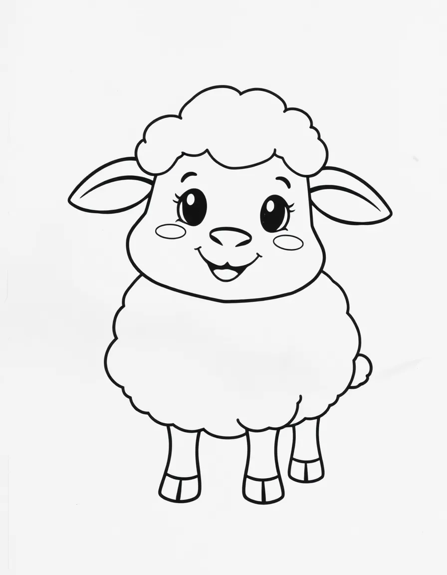 A cartoon-style drawing of a cheerful sheep.