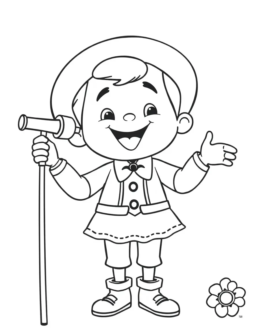 A cartoon-style drawing of a cheerful yodeler.