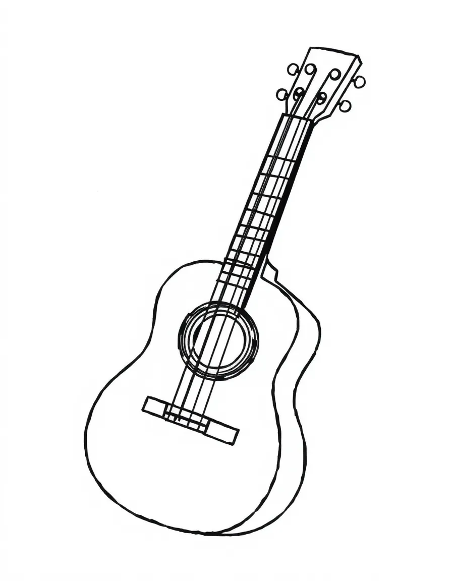 A simplified drawing of a Spanish guitar.
