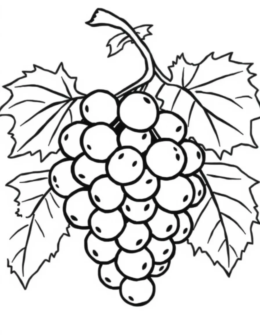 A cute drawing of a bunch of grapes.