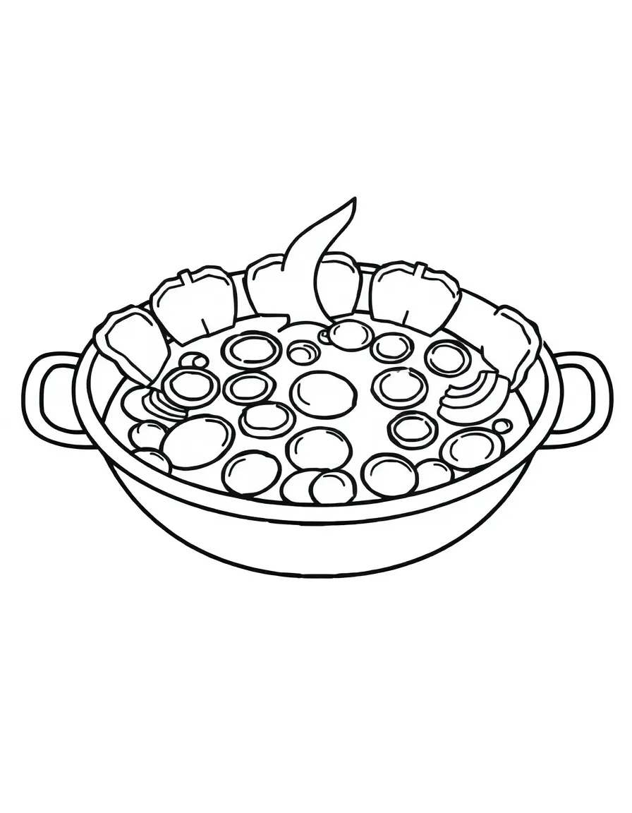 A drawing of a simplified paella pan.