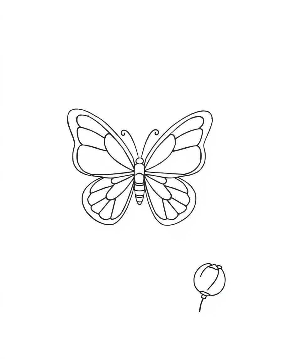 A cute drawing of a small butterfly.