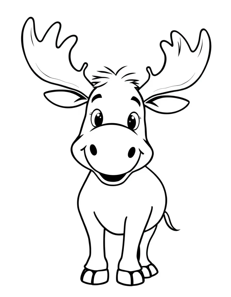 A cartoon-style drawing of a cheerful moose.