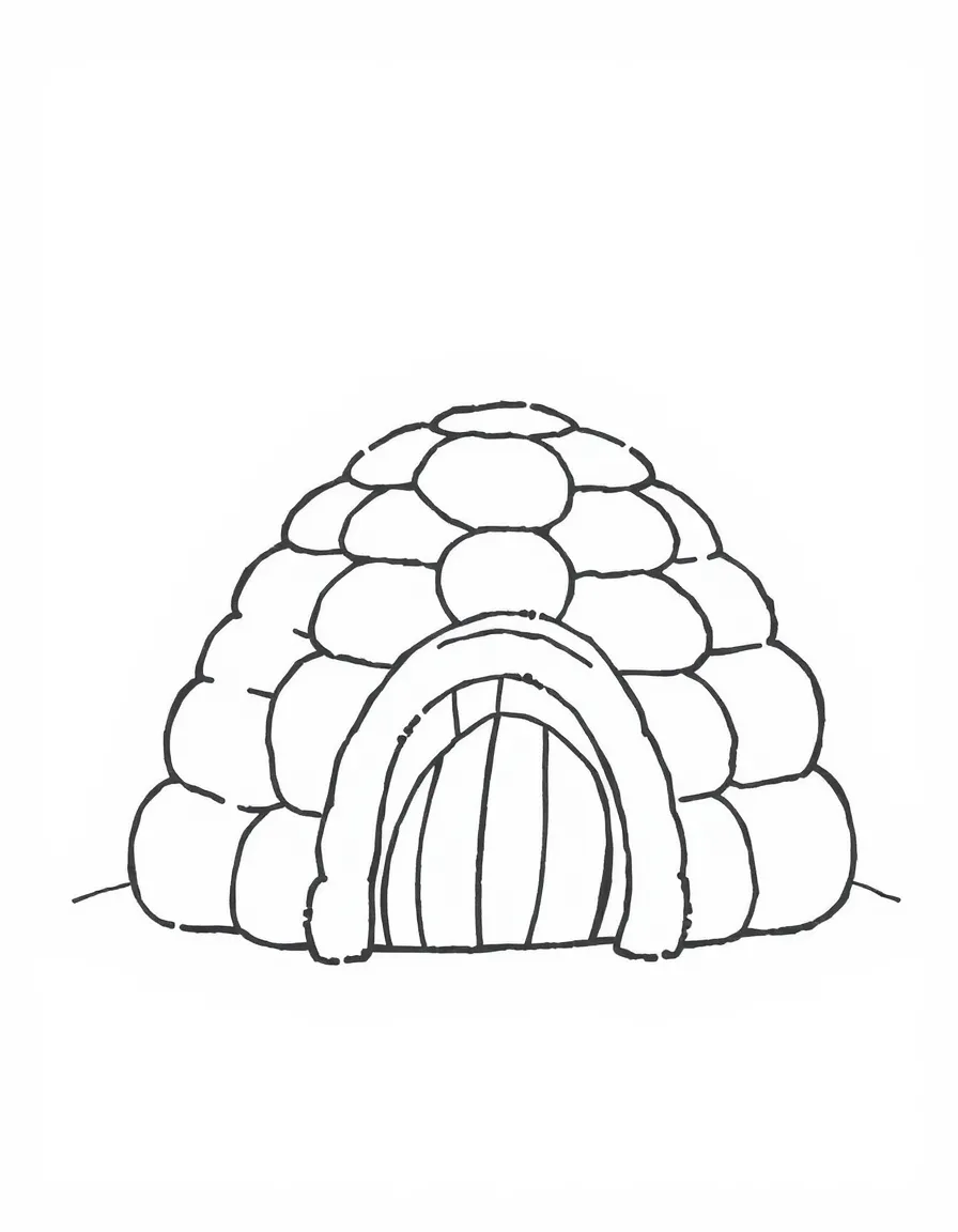 A cute drawing of a small igloo.