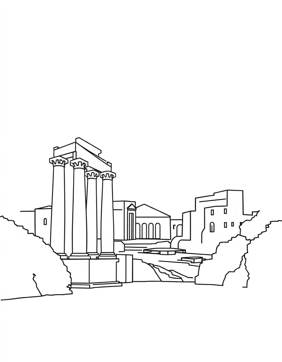 A simple outline of the Roman Forum, Rome, Italy.