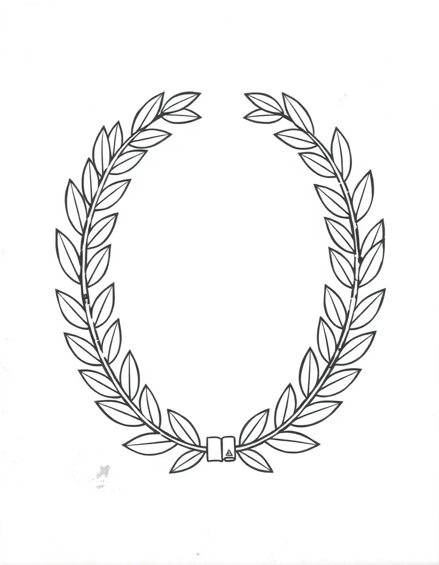 A simplified drawing of a laurel wreath.