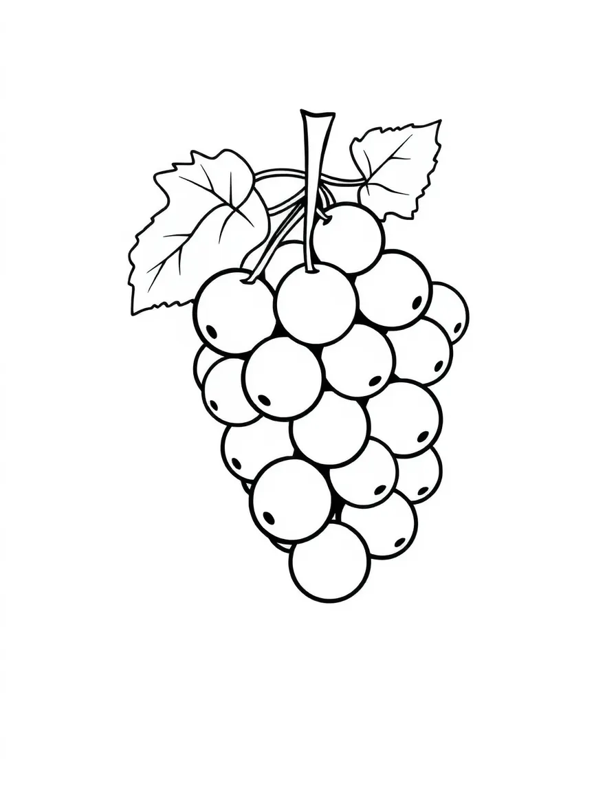 A cute drawing of a cluster of grapes.