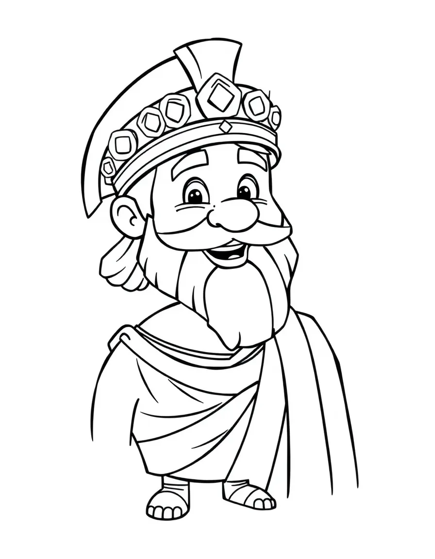 A cartoon-style drawing of a cheerful Roman emperor.