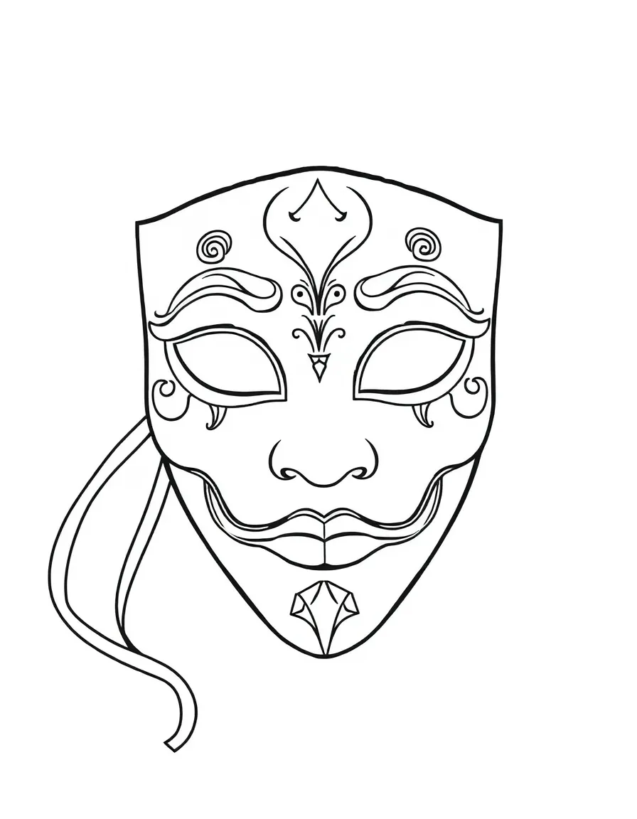 A simplified drawing of a Venetian mask.