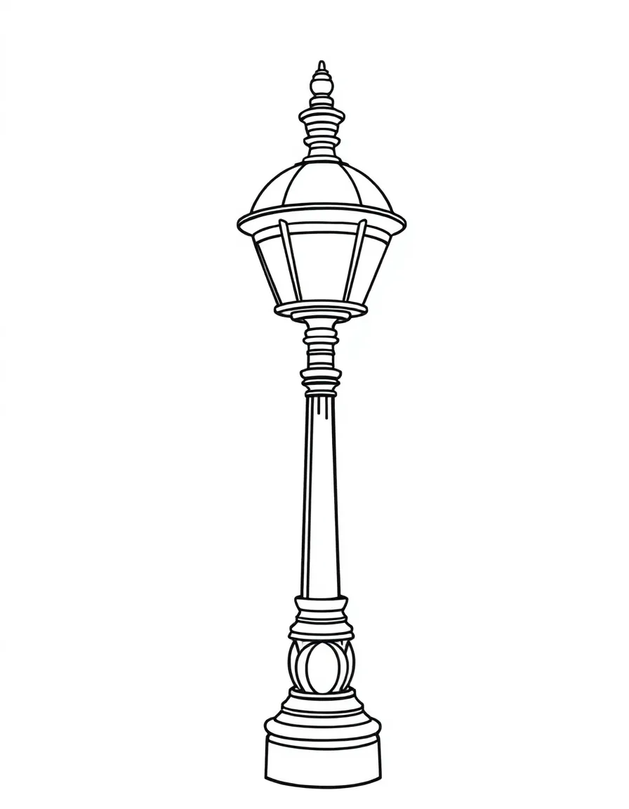 A simple outline of a Venetian lamp post.