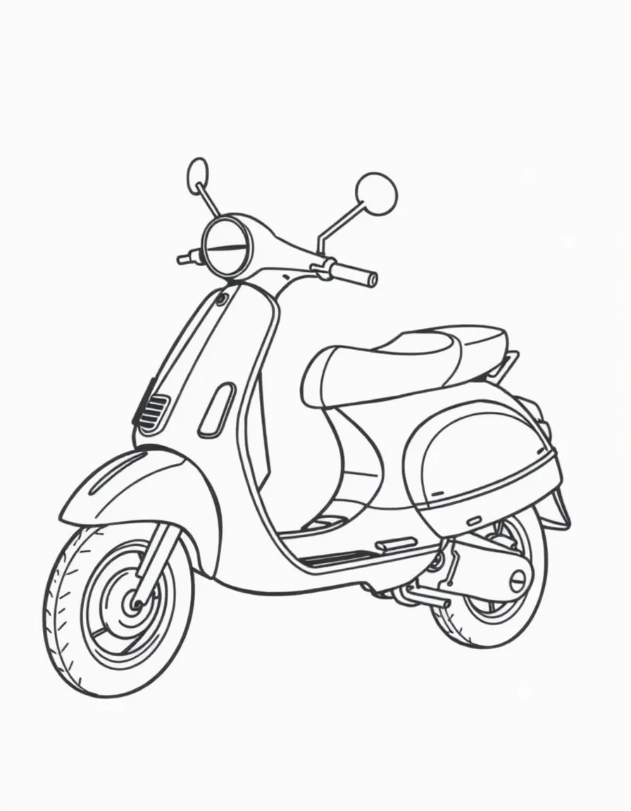 A simplified drawing of a classic Italian red scooter.
