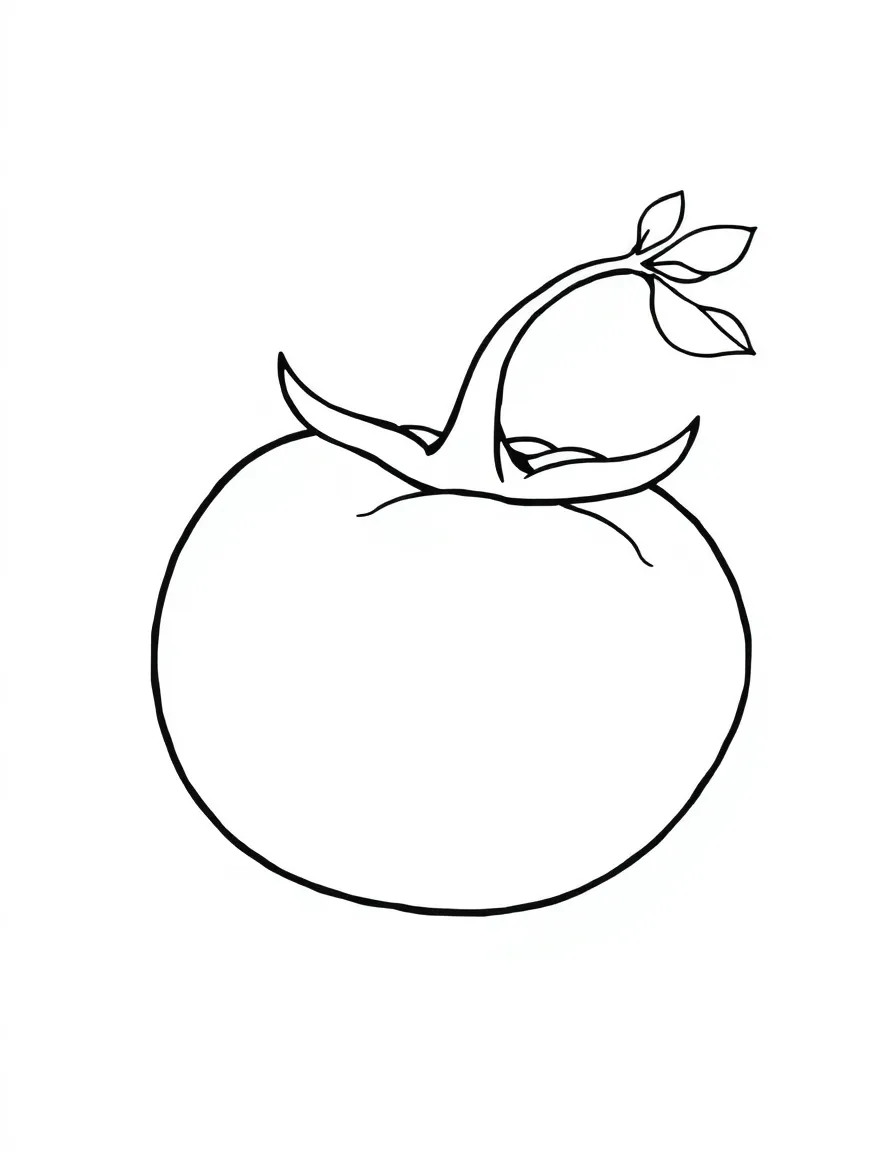 A cute drawing of a juicy tomato.