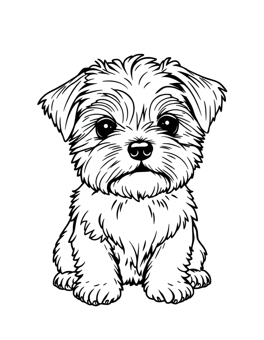 A cute drawing of a small Italian dog (like a Maltese).