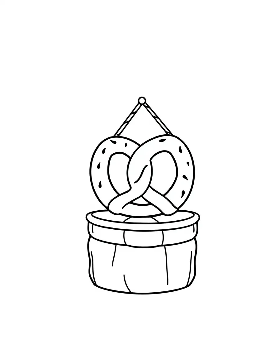 A cute drawing of a small pretzel stand.