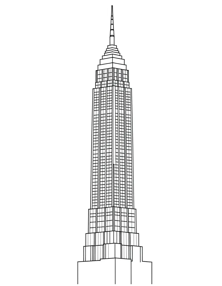 A simple outline of a NYC skyscraper.
