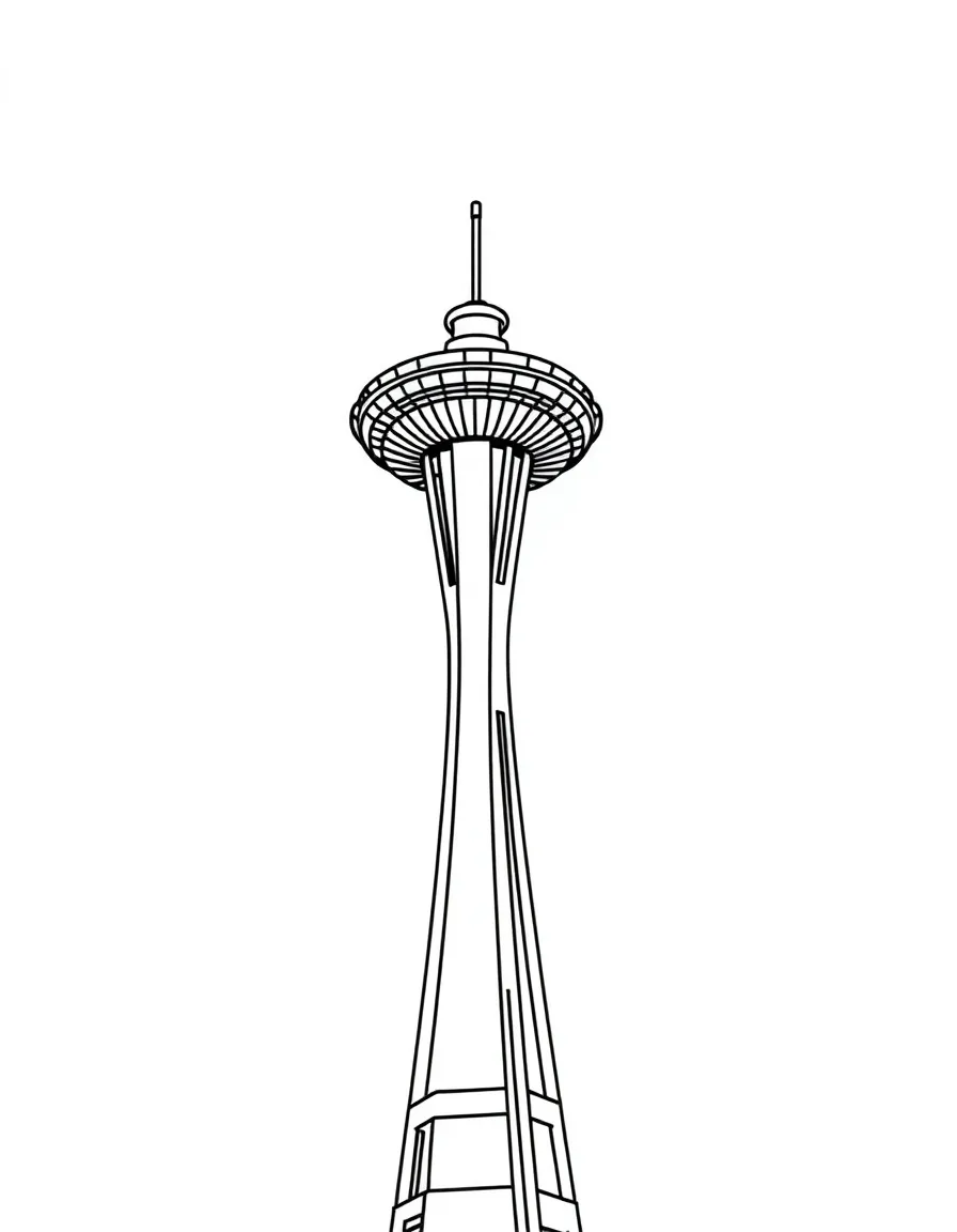 A simple outline of the Space Needle, Seattle, USA.