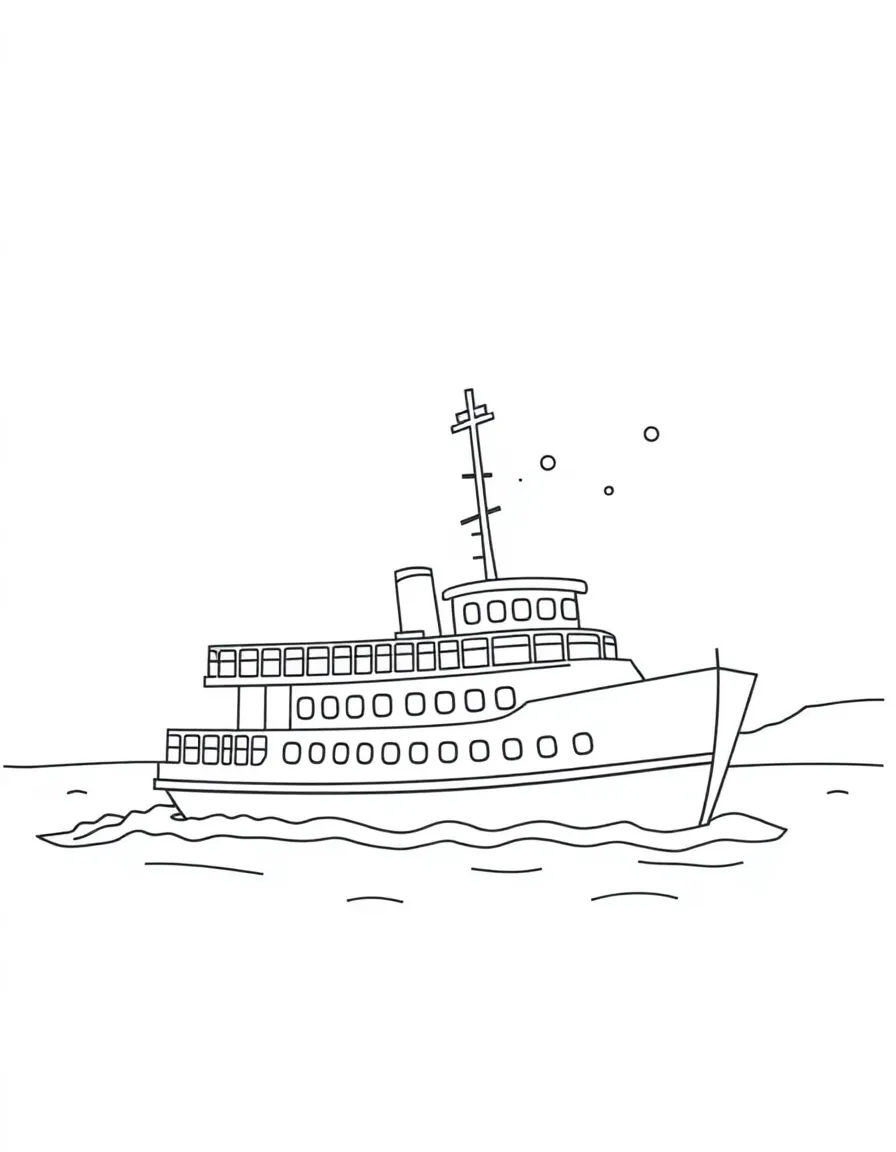 A cute drawing of a ferry boat on Puget Sound.