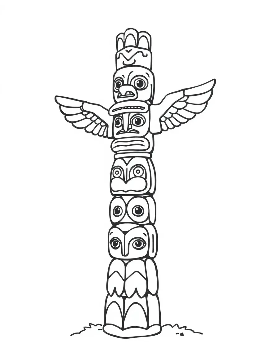 A simplified drawing of a totem pole.